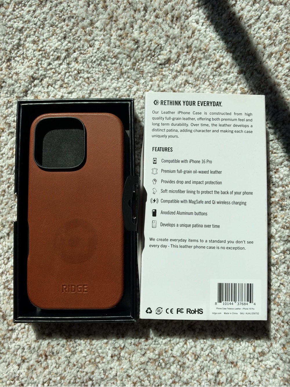 Ridge Brown Leather iPhone Case for iPhone 16 Pro